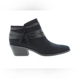 Life Stride Black Ankle Booties with Strap Accents
